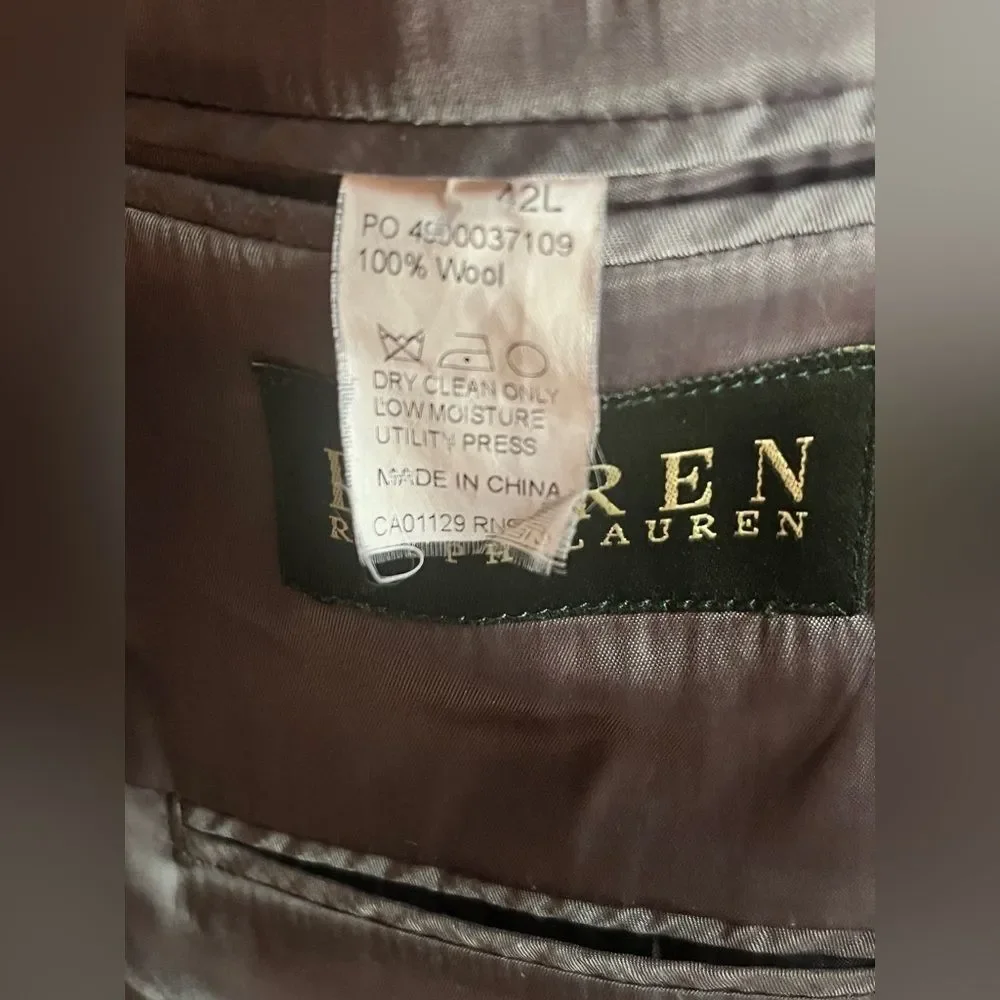 Lauren Ralph Lauren Men’s Sports Coat Overcoat Lord & Taylor Size 42 L 100% Wool